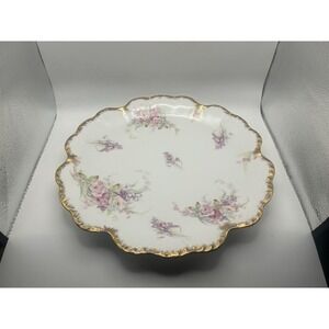 Vintage Elite Limoges France 12 Inch‎ Plate Hand Painted Floral Gold